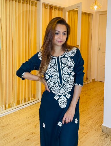 Navy Blue Chikankari Kurta