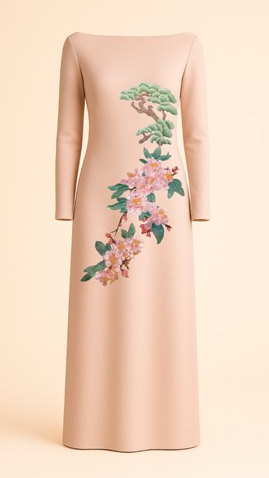 Pine and Begonias Maxi Dress in Blush 