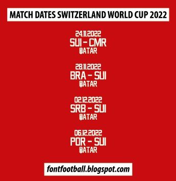 MDT Match Dates Vector Switzerland World Cup 2022