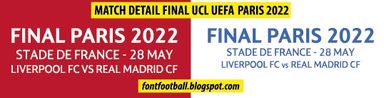 MDT Match Detail Date on Shirt Vector Final Champions League Liverpool FC vs Real Madrid CF (Final Paris 2022)