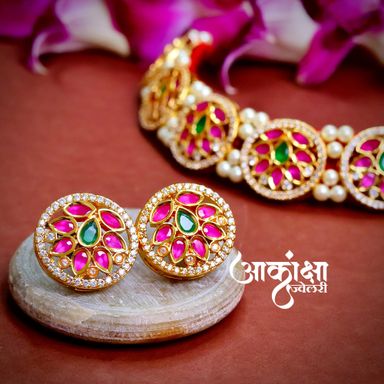 Zilmil Multicolor AD Kundan Necklace