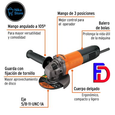 Esmeriladora angular 4-1/2", 800W, TRUPER PRO