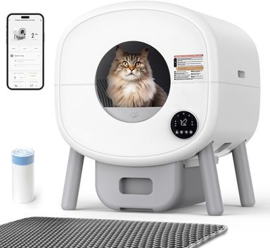 CAJA DE ARENA AUTOMATICA EXTRA GRANDE AUTOLIMPIANTE PARA MULTIPLES GATOS CONTROLADA POR APLICACION CAP. 76L