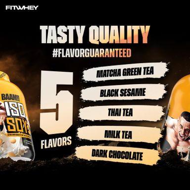 BAAM!! ISO-SOY (5lbs / 2.3kg) – 30 g Soy Protein Isolate • Unflavored & Dark Chocolate • Vegan, Zero Sugar, Low Fat