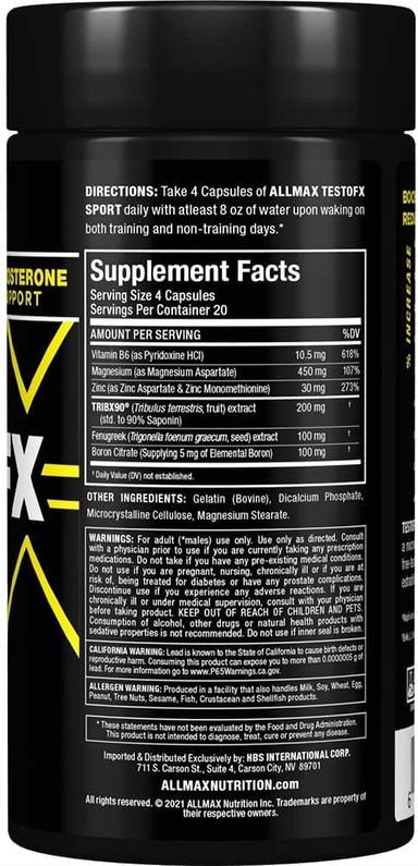 ALLMAX NUTRITION TESTOFX SPORT 80 CAPSULES