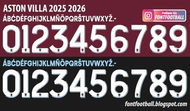 Font Vector Aston Villa 2025 2026 Shirt