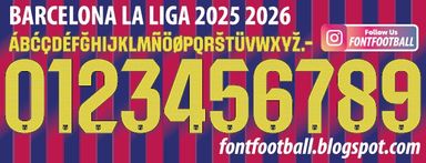 Font Vector Barcelona La Liga 2025 2026 Shirt