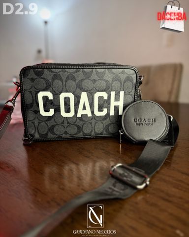 Mensajera Coach negro letras D2.9