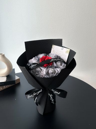 7 Stalk Soap Rose Bouquet (Dimensional Embossing Paper)