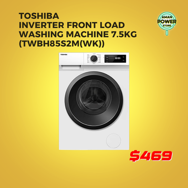TOSHIBA INVERTER FRONT LOAD WASHING MACHINE 7.5KG (TWBH85S2M(WK))
