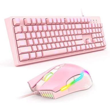 G25+CW905 Wired Keyboard & Mouse Set ONIKUMA Pink Spill-resistant