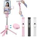 Selfie Stick with Tripod Stand for Phone with Remote and Bluetooth - Pink