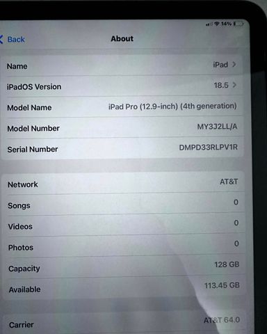 iPad Pro 12.9” (4ème Génération) – 128 Go – Wi-Fi + Cellular 🚀