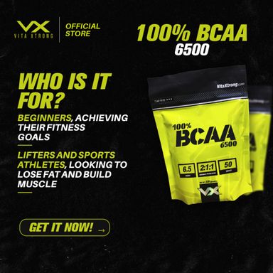 VITAXTRONG 100% BCAA 6500 – 330g (50 Servings) | Muscle Recovery & Energy | 2:1:1 Ratio