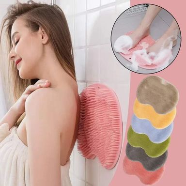 Silicone Bath Brush & Foot Massage Mat  حصيرة استحمام سيليكون مانعة للانزلاق مع فرشاة فرك الظهر وتدليك القدم