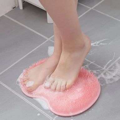 Silicone Bath Brush & Foot Massage Mat  حصيرة استحمام سيليكون مانعة للانزلاق مع فرشاة فرك الظهر وتدليك القدم