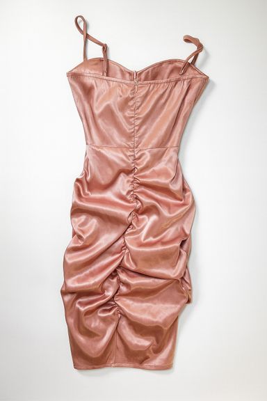 Vestido corset satinado color rosa empolvado - Size S