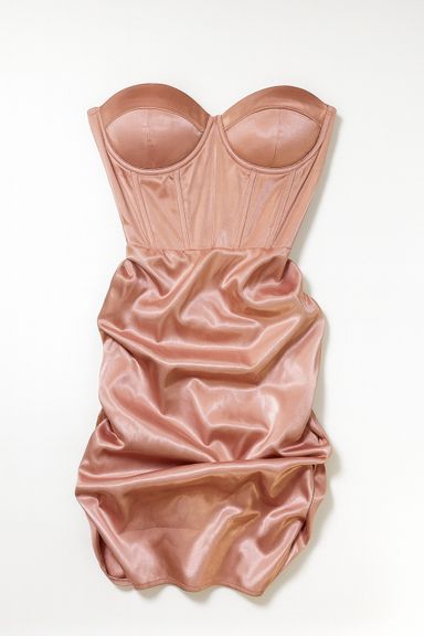 Vestido corset satinado color rosa empolvado - Size S