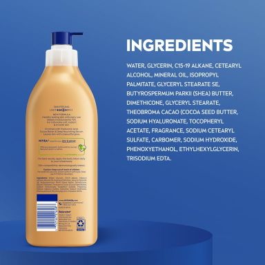 NIVEA Cocoa Butter Body Lotion for Dry Skin with Hyaluronic Acid, 72Hr Moisturizer, 16.9 fl oz