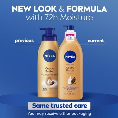 NIVEA Cocoa Butter Body Lotion for Dry Skin with Hyaluronic Acid, 72Hr Moisturizer, 16.9 fl oz