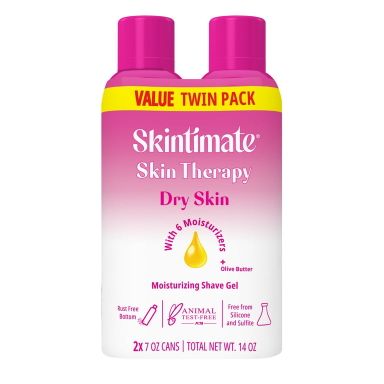 Skintimate Dry Skin Women’s Shave Gel, Fresh Scent, Moisturizing Shaving Cream Twin Pack, 7 oz Each