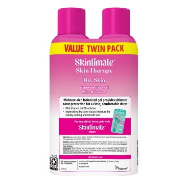 Skintimate Dry Skin Women’s Shave Gel, Fresh Scent, Moisturizing Shaving Cream Twin Pack, 7 oz Each