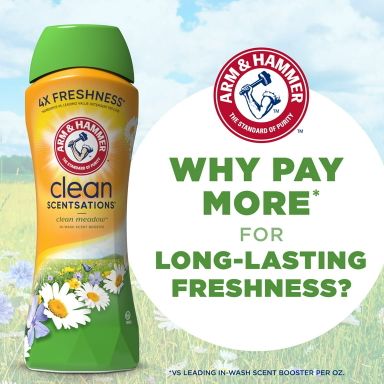 ARM & HAMMER Clean Scentsations In-Wash Scent Booster, Laundry Scent Booster Clean Meadow scent, 24 Oz