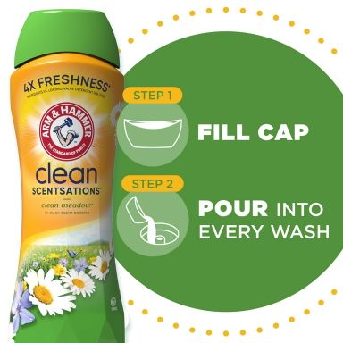 ARM & HAMMER Clean Scentsations In-Wash Scent Booster, Laundry Scent Booster Clean Meadow scent, 24 Oz