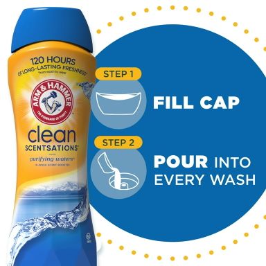 ARM & HAMMER Clean Scentsations In-Wash Scent Booster, Laundry Scent Booster Purifying Waters scent, 24 Oz