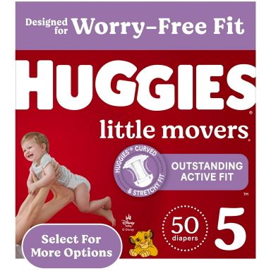 Huggies Little Movers Baby Diapers, Size 5 (27+ lbs), 50 Ct