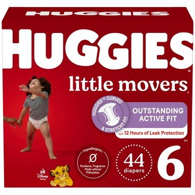 Huggies Little Movers Baby Diapers, Size 6 (35+ lbs), 44 Ct