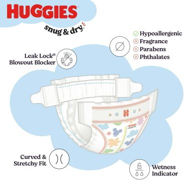 Huggies Snug & Dry Baby Diapers, Size 5 (27+ lbs), 84 Ct