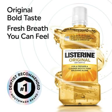Listerine Original Antiseptic Mouthwash for Bad Breath & Plaque Oral Care, 1 L