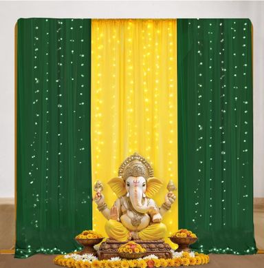Ganpati Decoration Backdrop (Green and yellow)