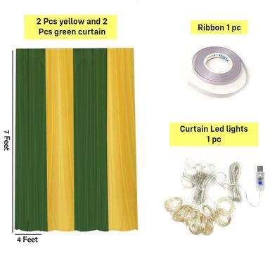 Ganpati Decoration Backdrop (Green and yellow)