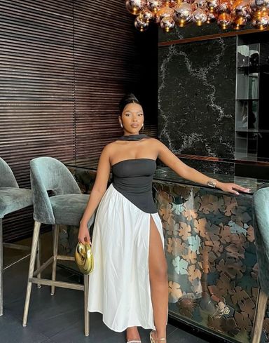 Monochrome slit dress