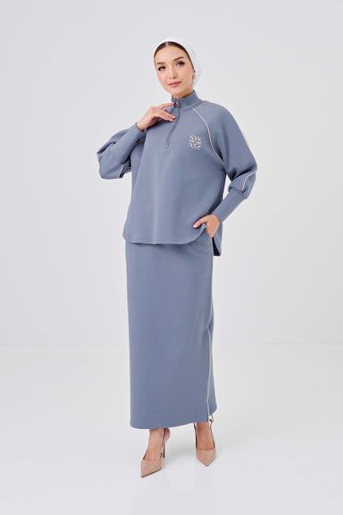 (Pre-order) She Dazzle Avenna Skirt set - Greyish Blue