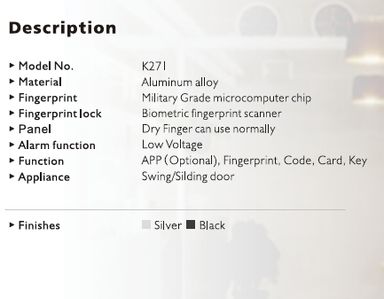 WI-FI CERRADURA INTELIGENTE K271 DELGADO