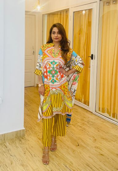 Multicolour Kaftan Set