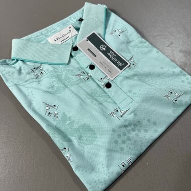 FOUR SQUARES PATTERNED POLO SHIRT-  MINT GREEN