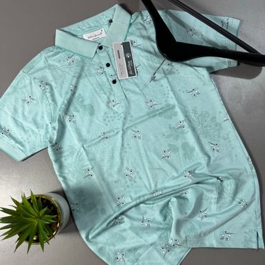 FOUR SQUARES PATTERNED POLO SHIRT-  MINT GREEN
