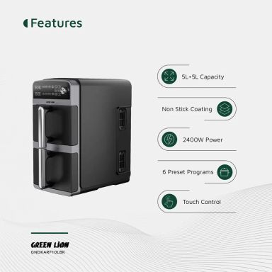 Green Lion 10L Double-Decker Air Fryer - Black