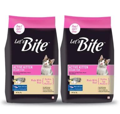 Let&#8217;s Bite Cat Food Active Kitten 1kg ? Buy 1 Get 1 Free