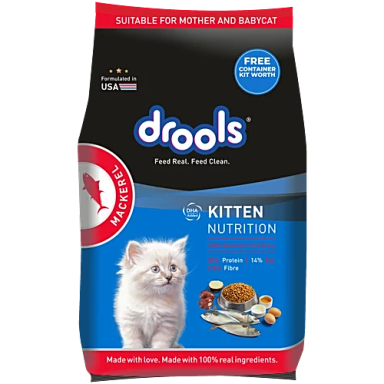 Drools Kitten &#038; Mother Cats Dry Food Mackerel 1kg + Free Container
