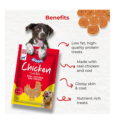 Drools Chicken Cod Roll Dog Treats 70g