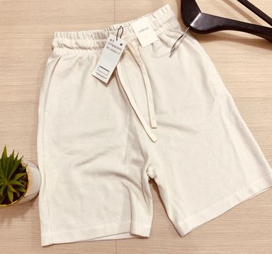 BERSHKA COTTON SHORTS -  OFF-WHITE (WOVEN)
