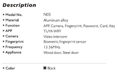 WI-FI CERRADURA INTELIGENTE N05 DEADBOLT 