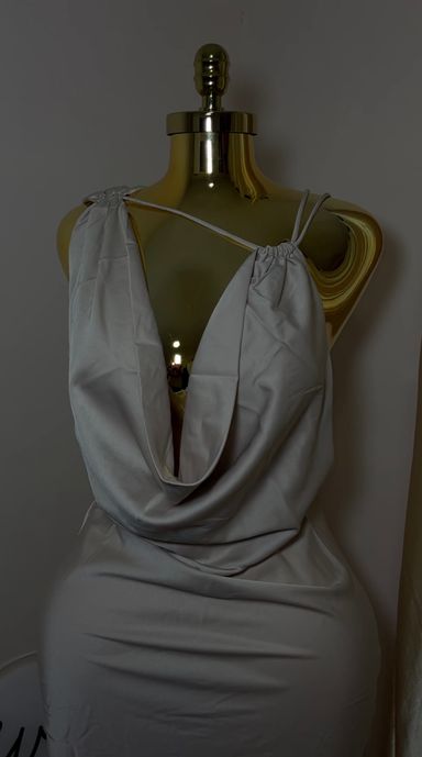 Cream Cowl Neck Dress