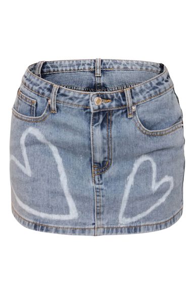 Heart Denim Skirt