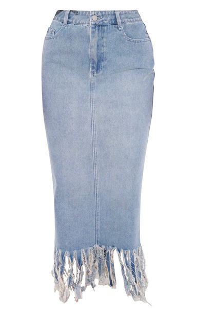 Fringe Denim Skirt